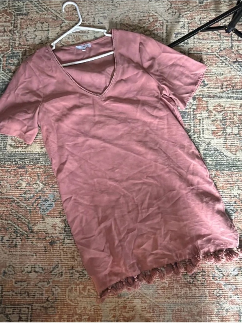 Fate Dusty Rose V-Neck Mini Dress
